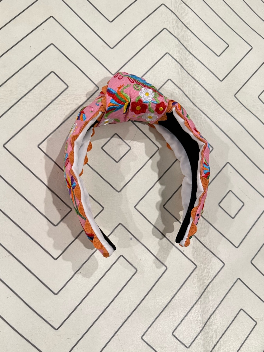 Brianna Cannon Pink Embroidered Knot Headband